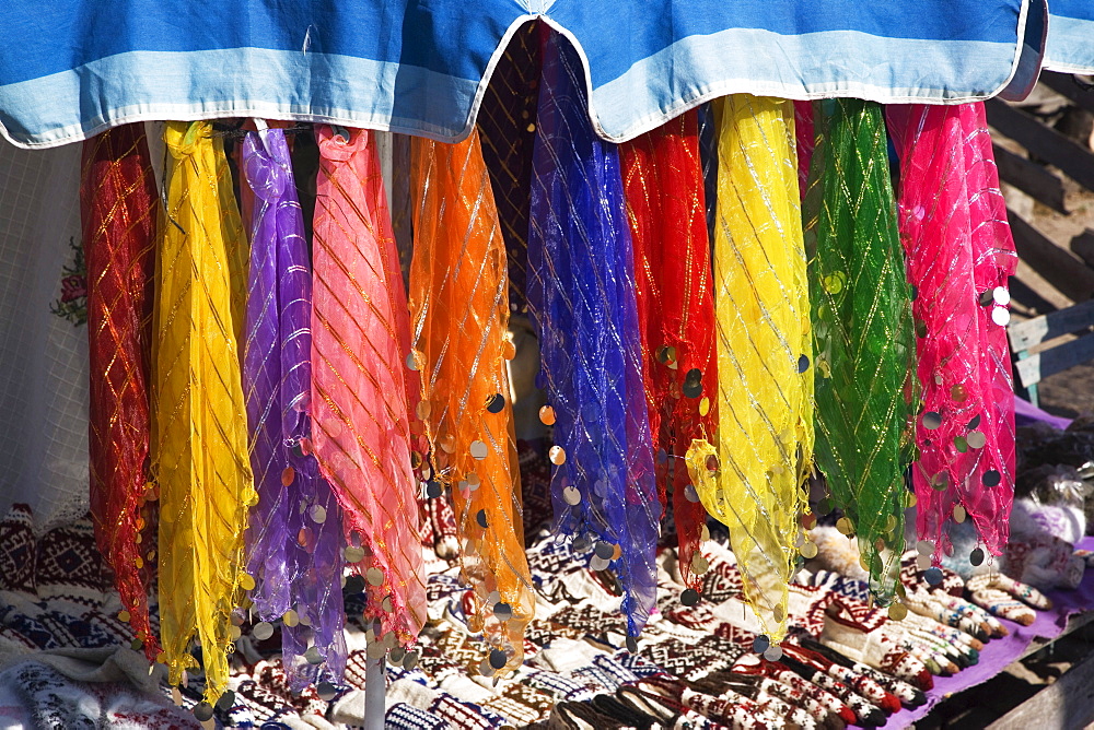 Colorfull silk veils, Behramkale, Turkey, Europe