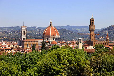 Sight on Duomo and Palazzo Vecchio, Boboli Gardens, Florence,Tuscany,Italy