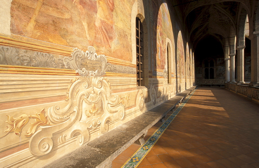 Cloister in Santa Chiara convent, Naples, Campania, Italy