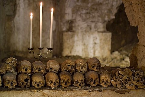 Ossuary of Santo Spirito church, Campagna village, Picentini mountains, Salerno, Campania, Italy, Europe