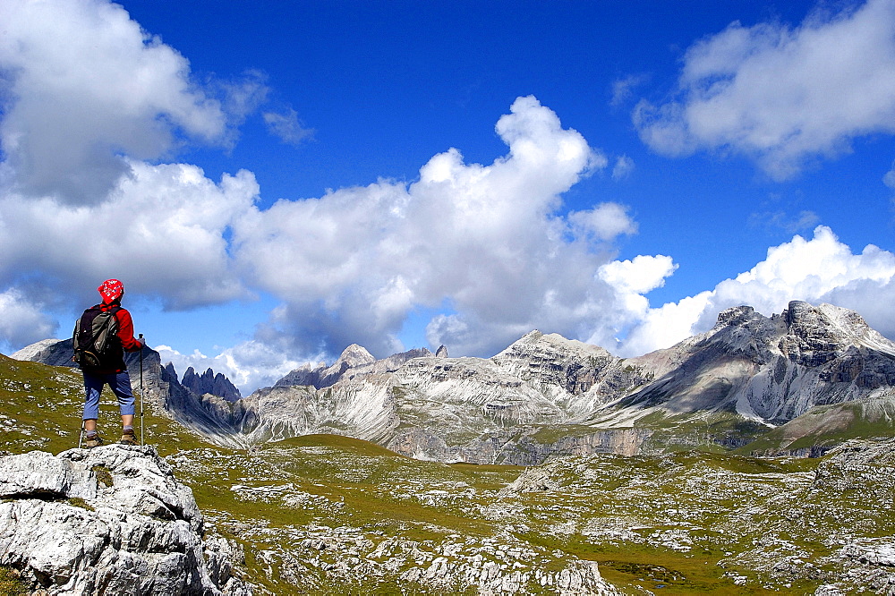 Going to Puez refuge, Puez Odle natural Park, between Gardena Valley and Badia Valley, Alto Adige, Italy