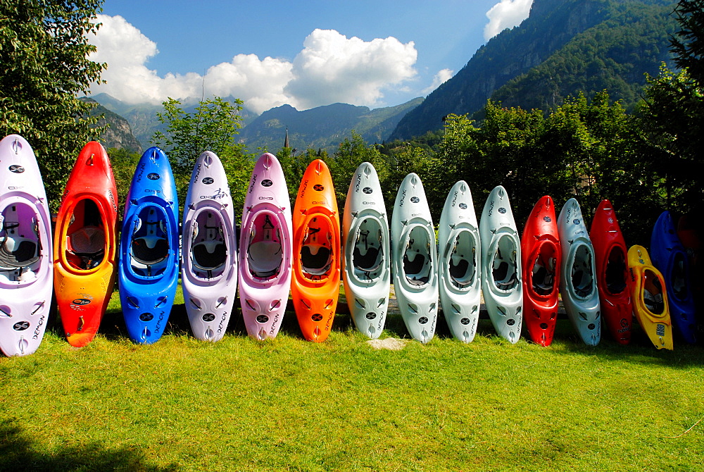 Canoe school, Valsesia, Vercelli province, Piedmont, Italy                                