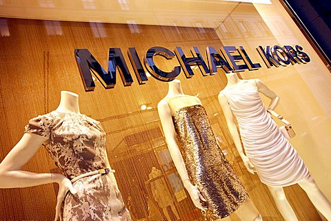 Michael Kors shop window, Via Sant'Andrea street, Milan, Lombardy, Italy, Europe