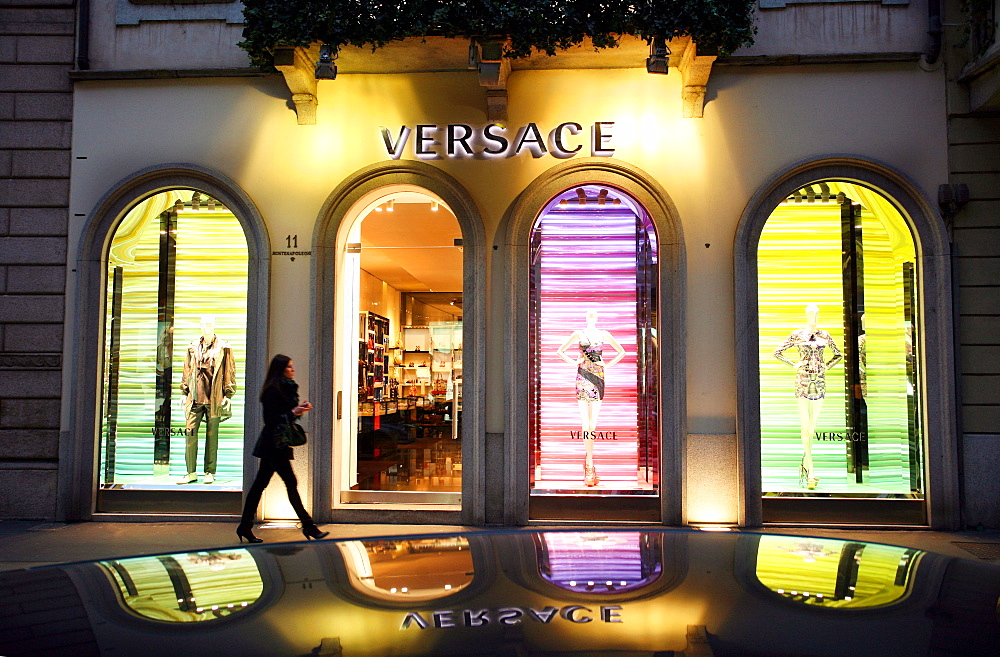 Versace fashion shop, Via Monte Napoleone 2  street, Milan, Italy, Europe