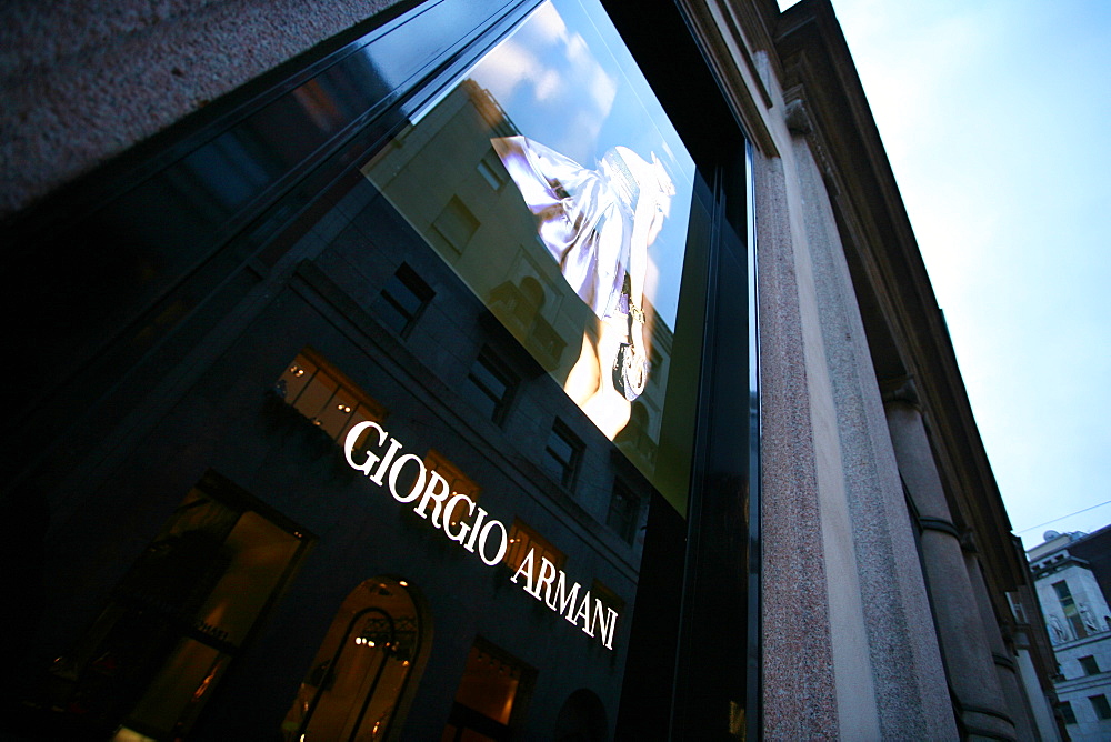 Giorgio Armani fashion shop, Via Monte Napoleone, Milan, Lombardy, Italy, Europe