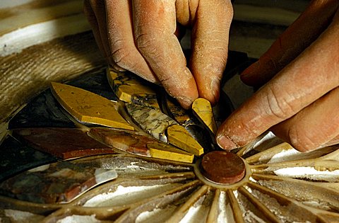 Inlay marble work, Naples, Campania, Italy
