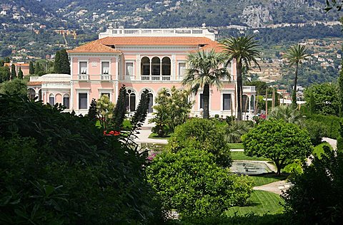 The French garden and the villa, Villa Ephrussi De Rothschild, St. Jean Cap-Ferrat, France