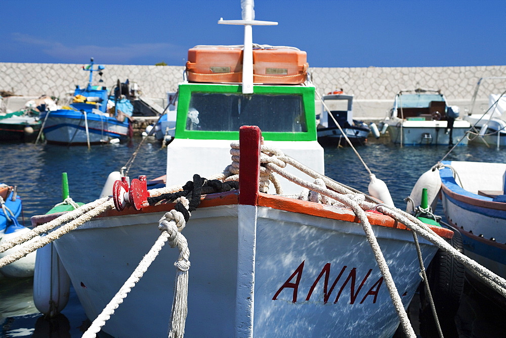 Typical fishermen boat, Favignana island, Aegadian Islands, Sicily, Italy