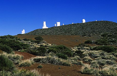 The astronomical observatories of Izana on the mountains east of Teide, Teide National Park,Tenerife, Canary Islands, Spain 