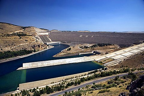 The Ataturk Dam on the Euphrates river near Adiyaman, Turkey, Europe