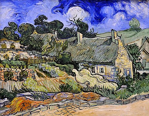 Thatched Cottages at Cordeville, Vincent Van Gogh, Musee d'Orsay, Paris, Ile-de-France, France, Europe