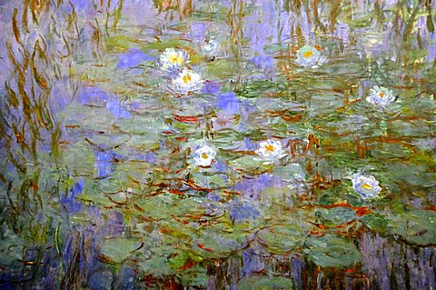 Detail of Blue Water Lilies, Claude Monet, Musee d'Orsay, Paris, Ile-de-France, France, Europe