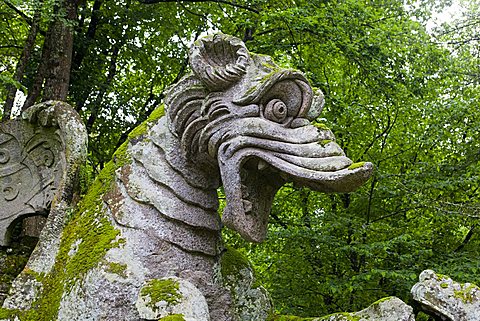 Winged dragon, Parco dei Mostri monumental complex, Bomarzo, Lazio, Italy