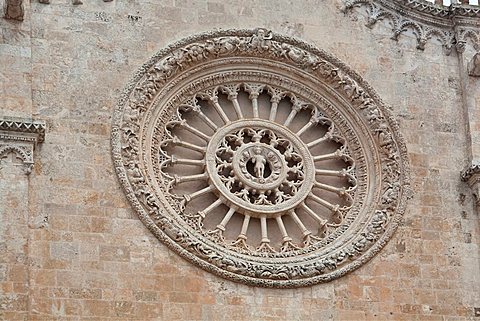 Rose window, Cathedral of Santa Maria dell'Assunzione, historic centre, Ostuni, Puglia, Italy