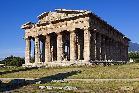 Hera temple also called Nettuno temple or Poseidon temple, Paestum archaeological area, Campania, Italy