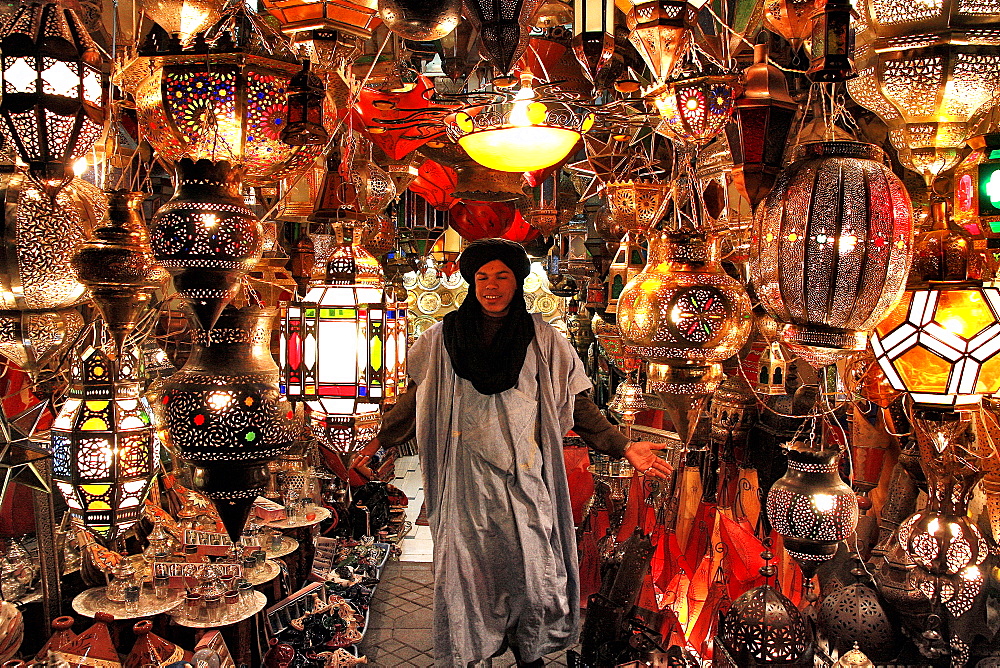 Lamps shop, Medina, Marrakech, Morocco Medina, Marrakech, Morocco, North Africa
