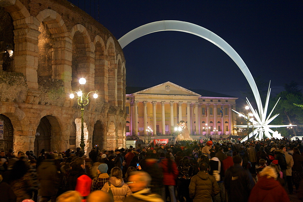 Christmas light, Piazza Braà, Verona, Veneto, Italy