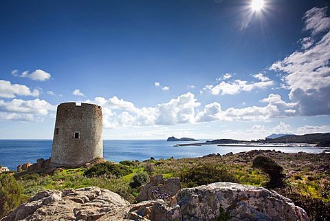 Torre Budello tower, Costa del Sud, Porto Teulada, Teulada (CA), Sardinia, Italy, Europe