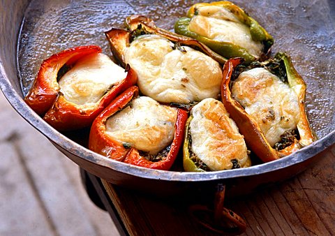 Stuffed peppers with mozzarella di bufala, Italy