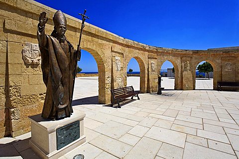 Pope statue, De Finibus Terrae sanctuary, Santa Maria di Leuca, Salento, Apulia, Italy