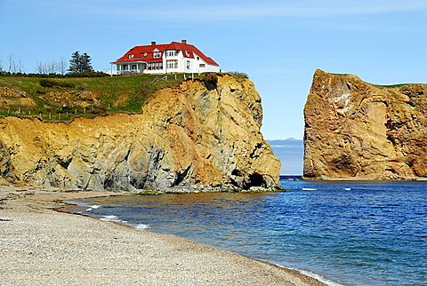 House on the rock, Perce, Gaspe peninsula, Quebec, Canada, North America