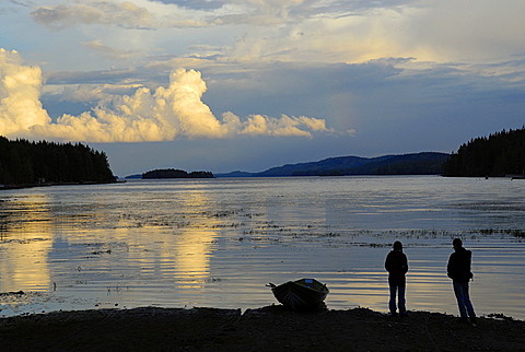 Lake Pielinen at sunset, Koli National Park, North Karelia, Finland, Scandinavia, Europe