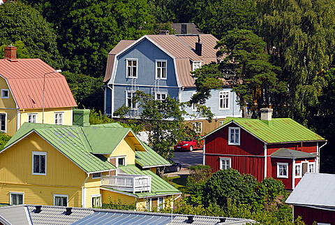 Colourful houses, Mariehamn, Aland, Finland, Scandinavia, Europe