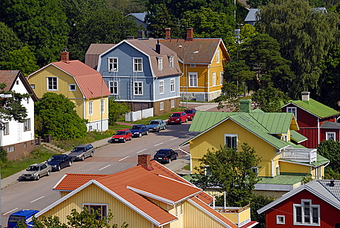 Colourful houses, Mariehamn, Aland, Finland, Scandinavia, Europe