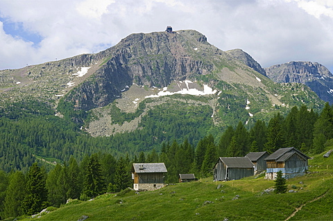 landscape towards fuchiare mountain hut, san pellegrino pass, italy