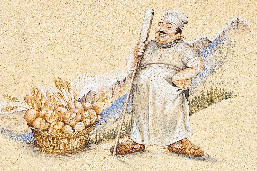 fresco: baker shop, vilminore di scalve, italy