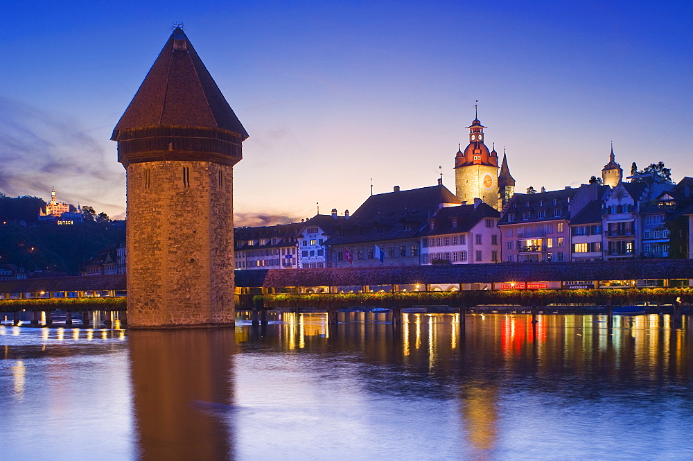 kapellbrucke and wasserturm, lucerne, switzerland