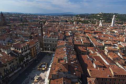 Piazza delle Erbe, Verona, Veneto, Italy.