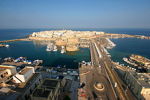 Panoramic view of the old town, Gallipoli, Salentine Peninsula, Apulia, Italy