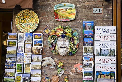 Souvenirs in Piazza del Campo square,Siena city, Tuscany, Italy, Europe