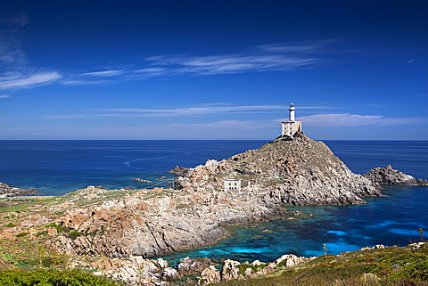 Punta Scorno lighthouse, Asinara island, Porto Torres, Sardinia, Italy, Europe