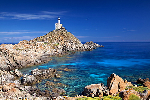 Punta Scorno lighthouse, Asinara island, Porto Torres, Sardinia, Italy, Europe