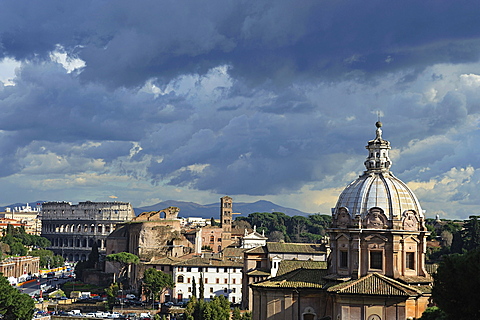 Rome. Italy. Colosseo and Fori Imperiali view.