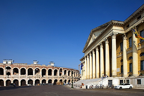 town hall at Bra` square near Arena, Verona, Veneto, Italy, Europe