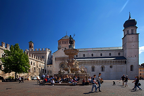 Nettuno Fountain in Duomo square , Trento, Trentino, Italy, Europe 