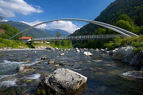 bridge over Sarca river by Tione of Trento, Rendena valley, Giudicarie valley, Trentino, Italy, Europe 