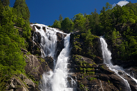 Nardis waterfall at Genova valley, Natural Park Adamello Brenta, Rendena, Giudicarie, Trentino, Italy, Europe