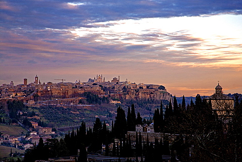 Cityscape at sunset, Orvieto, Umbria, Italy