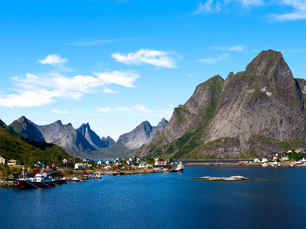 Lofoten, the fishing village of Reine, on the island of MoskenesÃ¸ya, Norway, Europe