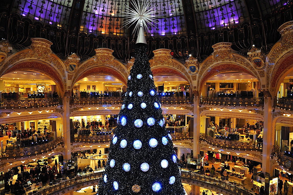 Christmas' tree at Galeries Lafayette Haussmann, Paris, France, Europe