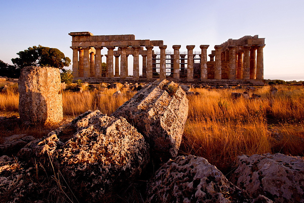 The Temple of Hera, Selinunte, archaeological site, Castelvetrano village, Sicily, Italy, Europe