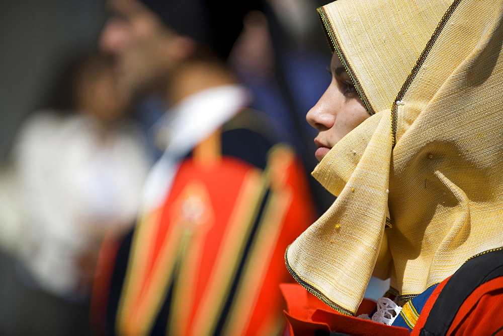 Cagliari, Orgosolo Typical Dress; Sant'Efisio traditional event, the most important religious feast in Sardinia, Italy, Europe
