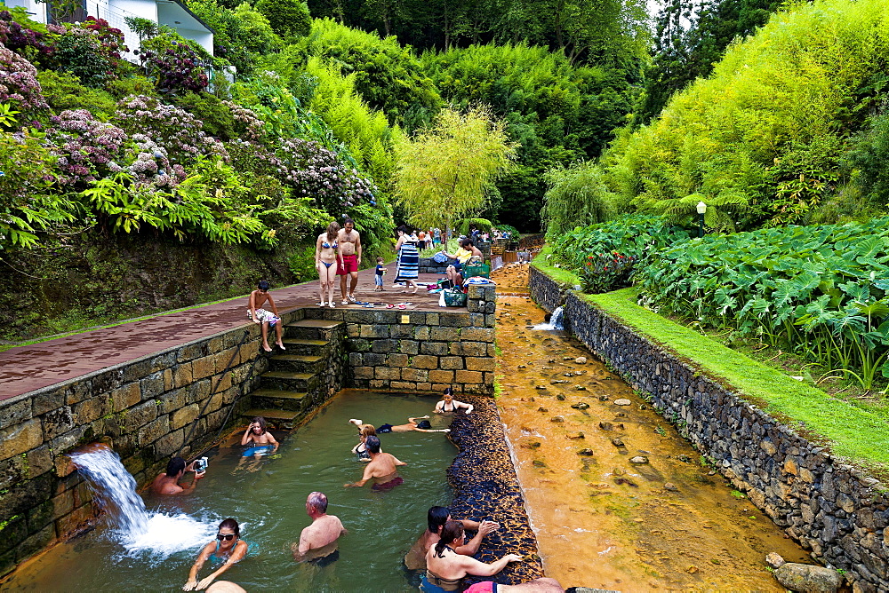 Natural water swimming pool, Dona Beija a Furnas, Sao Miguel, Azores Islands, Portugal, Europe