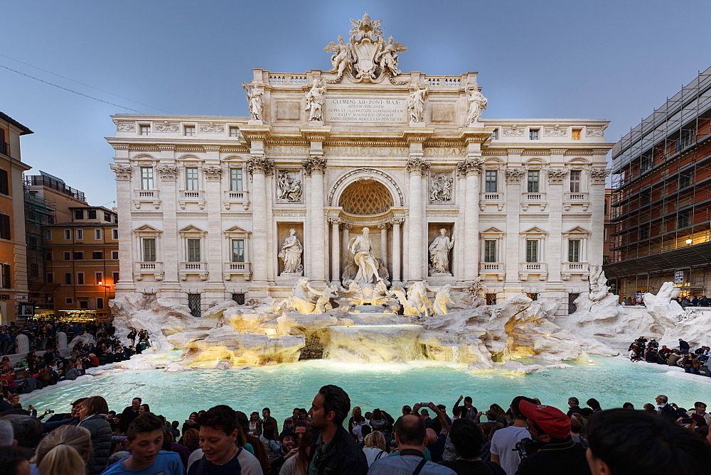 Trevi Fountain illuminated after restoration, Rome, UNESCO, World Heritage Site, Lazio, Italy, Europe