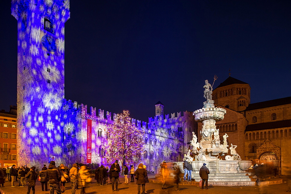 Duomo church square during the Chirstmas time, Trentino, Italy, Europe