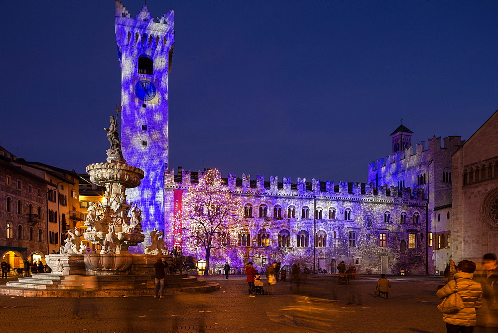 Duomo church square during the Chirstmas time, Trentino, Italy, Europe